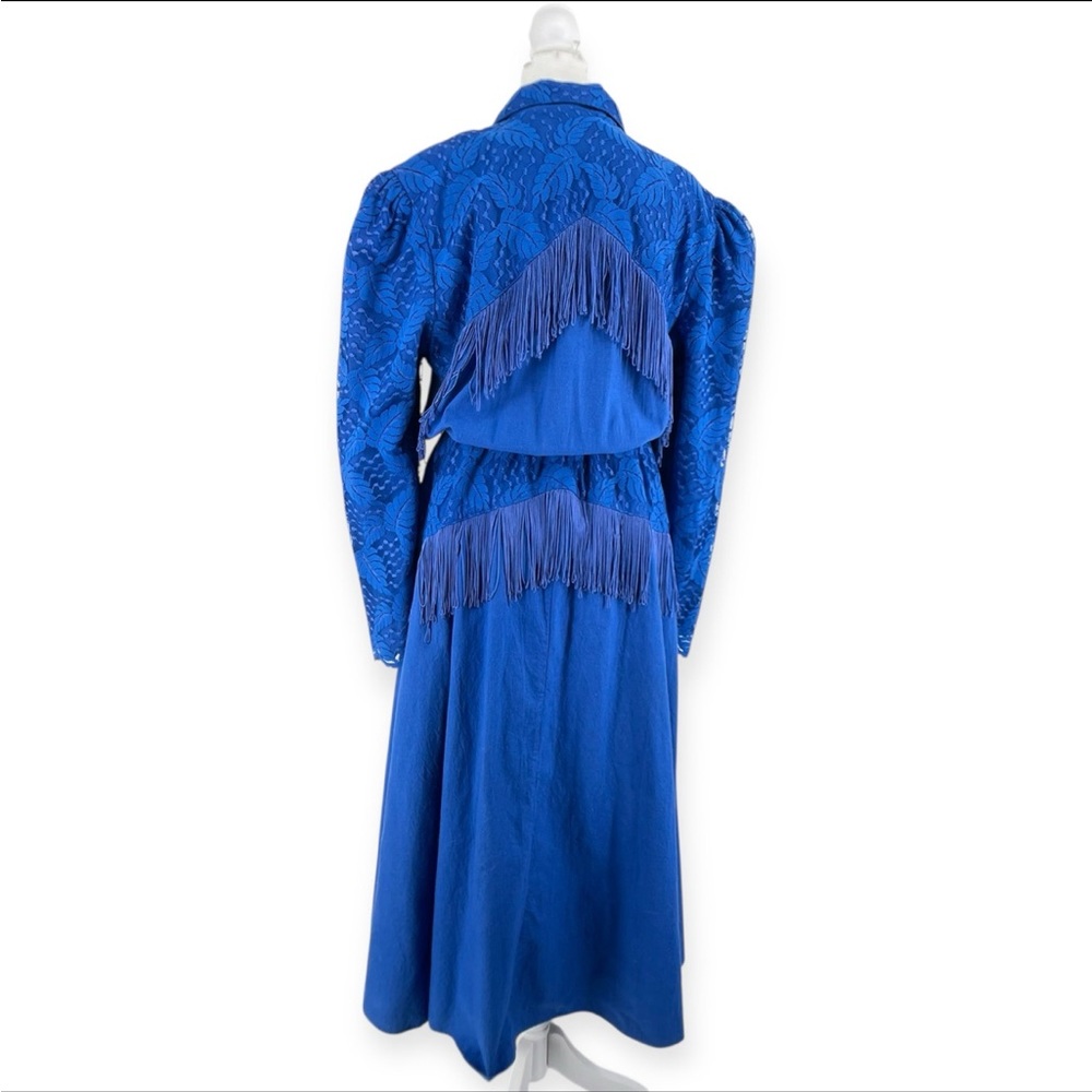 Vintage Blue Western Fringe Dress - Picture 7 of 10